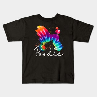 Poodle Dog Tie Dye Rainbow Kids T-Shirt